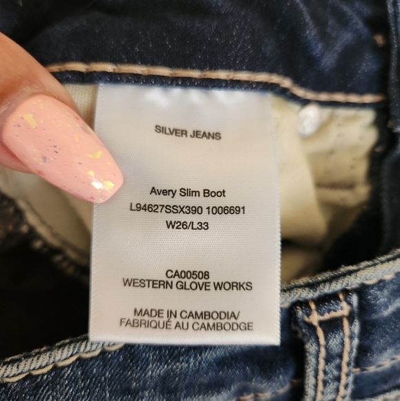 Silver Jeans Avery Slim Boot Bootcut High Waisted Rise Western Flare Size 26 - Picture 5 of 11